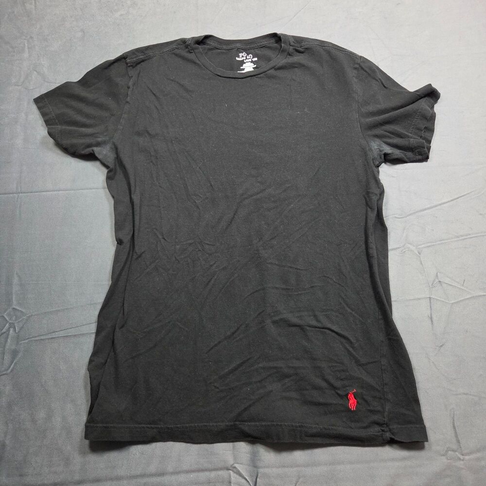 Polo Ralph Lauren Men’s Large Black Slim Fit T-Shirt Red Pony Logo Flawed
